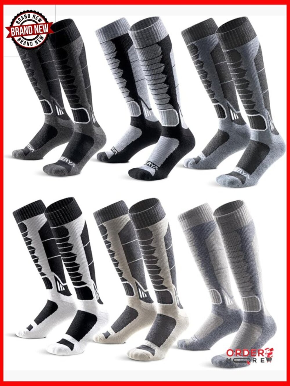 Merino Wool Over-the-Calf Ski Socks Full Cushion Thermal Unisex